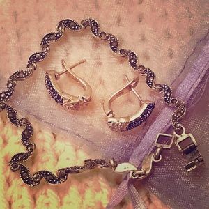 🖤 Vintage • Marcasite earrings and bracelet